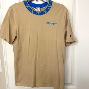 Champion Tee Beige with Blue Collar